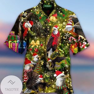 Christmas Eagle Bling Bling Light Green Hawaiian Shirts