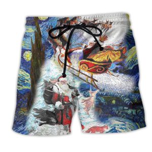Christmas Friendly Santa With Animals Trendy KLA Hawaiian Beach Shorts