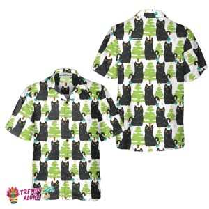 Christmas Funny Black Cat Hawaiian Shirt, Cute Christmas Hawaiian Shirt Gift For Men And Women