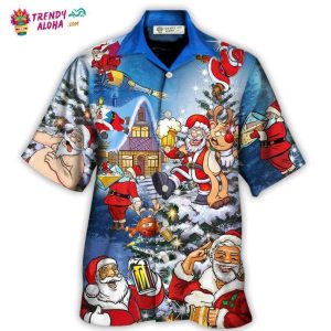 Christmas Funny Santa Claus Drinking Beer Troll Xmas Hawaiian Shirt – Trendy KLA