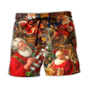 Christmas Funny Santa Claus Gift Xmas Is Coming Art Style Trendy KLA Hawaiian Beach Shorts