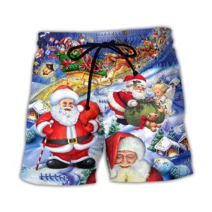 Christmas Funny Santa Claus Happy Xmas Is Coming Art Style Classic Trendy KLA Hawaiian Beach Shorts