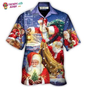 Christmas Funny Santa Claus Up On Rooftop Art Style Hawaiian Shirt – Trendy KLA
