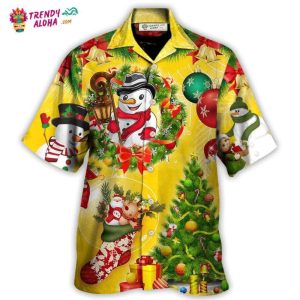 Christmas Funny Snowman Happy Christmas Tree Yellow Light Hawaiian Shirt – Trendy KLA
