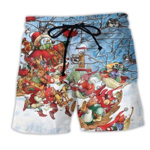 Christmas Gnome Play Winter Christmas Trendy KLA Hawaiian Beach Shorts