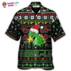 Christmas Godzila Falalalala Xmas Hawaiian Shirt – Trendy KLA