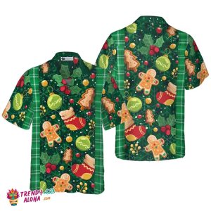 Christmas Green Plaid Pattern Hawaiian Shirt, Christmas Shirts Short Sleeve Button Down Shirt For Men And Women