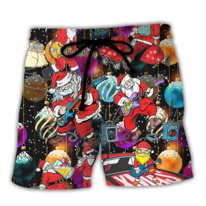 Christmas Guitar Music And Santa Merry Very  Xmas Trendy KLA Hawaiian Beach Shorts