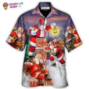 Christmas Having Fun With Santa Claus Gift For Xmas Art Style Hawaiian Shirt – Trendy KLA