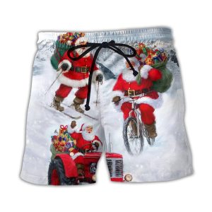 Christmas Having Fun With Santa Claus Gift For Xmas Trendy KLA Hawaiian Beach Shorts