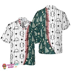 Christmas Hawaiian Shirts, Baseball Pattern Shirt Short Sleeve, Christmas Shirt Idea Gift For Men And Women