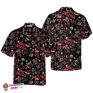 Christmas Hawaiian Shirts, Christmas Line Pattern Shirt Short Sleeve, Christmas Shirt Idea Gift For Men And Women