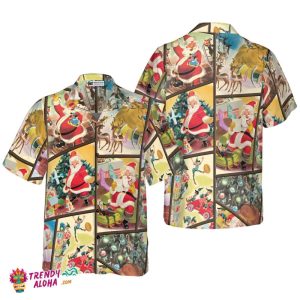 Christmas Hawaiian Shirts For Men And Women, Santa Elf Gift Hawaiian Shirt Button Down Shirt Short Sleeve