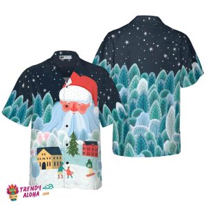 Christmas Hawaiian Shirts For Men And Women, Xmas Santa Tower Hawaiian Shirt Button Down Shirt Short Sleeve