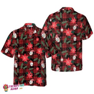Christmas Hawaiian Shirts, Gnomes With Red Plaid Pattern Shirt Short Sleeve, Christmas Shirt Idea Gift For Men And Women