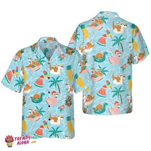 Christmas Hawaiian Shirts, Santa Beach Summer Shirt Short Sleeve, Christmas Shirt Idea Gift For Men And Women