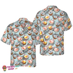 Christmas Hawaiian Shirts, Santa With Coconut Shirt Short Sleeve, Christmas Shirt Idea Gift For Men And Women