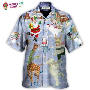 Christmas Holiday Ice Skating Party Animal Hawaiian Shirt – Trendy KLA
