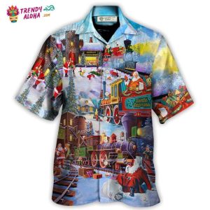 Christmas Holiday Santa Claus In A Train Hawaiian Shirt – Trendy KLA