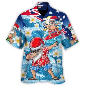 Christmas In July Dabbing Santa Funny Summer Hawaiian Shirt