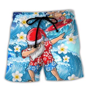 Christmas In July Dabbing Santa Funny Summer Trendy KLA Hawaiian Beach Shorts