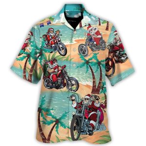 Christmas In July Driving With Santa Claus On Summer Beach Hawaiian Shirt