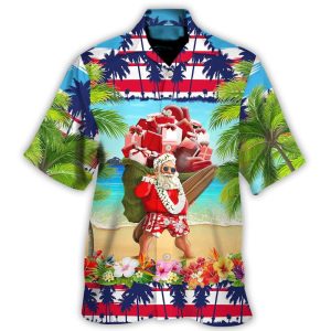 Christmas In July Santa Claus Spent Down At The Beach Hawaiian Shirt