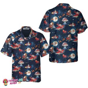 Christmas In Space Christmas Hawaiian Shirt With Santa Claus And Reindeer Pattern