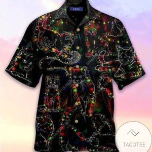 Christmas Light Black Cat Elegance Hawaiian Shirt Collection