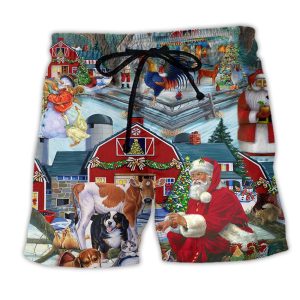Christmas Love Many Animals Trendy KLA Hawaiian Beach Shorts