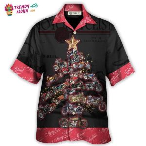 Christmas Motorcycle Tree Retro Style Hawaiian Shirt – Trendy KLA