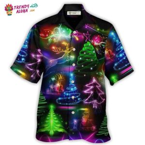 Christmas Neon Art Christmas Tree And Snowman Style Hawaiian Shirt – Trendy KLA