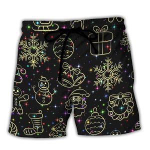 Christmas Neon Light Stary Amazing Night Trendy KLA Hawaiian Beach Shorts