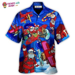 Christmas No Reindeer Any More Santa Loves Airplane Magic Night Hawaiian Shirt – Trendy KLA