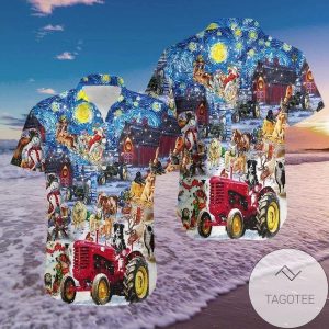 Christmas on the Farm Celebrated witFestive Hawaiian Shirt