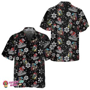 Christmas Party Night With Skeletons Hawaiian Shirt, Santa Skeleton Shirt, Best Gift For Christmas