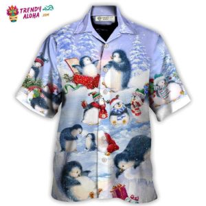 Christmas Penguin Family In Love Christmas Art Style Hawaiian Shirt – Trendy KLA