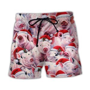 Christmas Piggies Funny Xmas Is Coming Art Style Trendy KLA Hawaiian Beach Shorts
