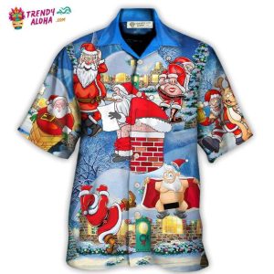 Christmas Rebellious Santa Claus Drunk Beer Troll Xmas Funny Hawaiian Shirt – Trendy KLA
