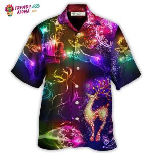 Christmas Reindeer Neon Light Bright Hawaiian Shirt – Trendy KLA