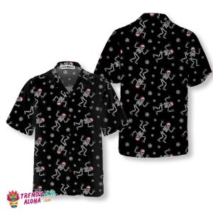 Christmas Rock Hawaiian Shirt, Funny Christmas Skeleton Shirt