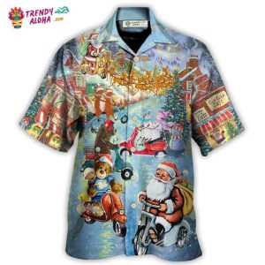 Christmas Santa And Animal Driving Scooter Hawaiian Shirt – Trendy KLA