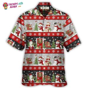 Christmas Santa Claus And Snowman Happy Xmas Hawaiian Shirt – Trendy KLA