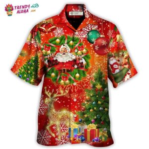 Christmas Santa Claus Drinking Christmas Tree Red Light Hawaiian Shirt – Trendy KLA