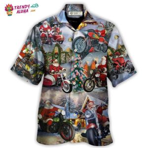 Christmas Santa Claus Driving Motorcycle Bike Gift Light Art Style Hawaiian Shirt – Trendy KLA