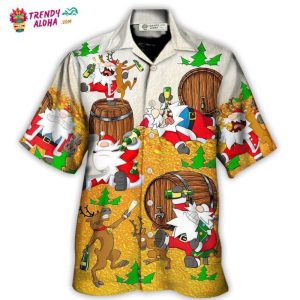 Christmas Santa Claus Drunk Beer Funny Happy Xmas Hawaiian Shirt – Trendy KLA