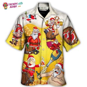 Christmas Santa Claus Drunk Beer Funny Troll Xmas Hawaiian Shirt – Trendy KLA