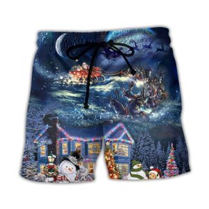 Christmas Santa Claus Family In Love Light Art Style Trendy KLA Hawaiian Beach Shorts