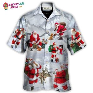 Christmas Santa Claus In The Snow Mountain Art Style Hawaiian Shirt – Trendy KLA