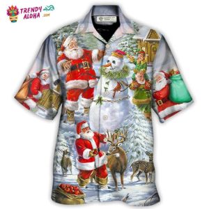 Christmas Santa Claus Snowman Elf So Happy Art Style Hawaiian Shirt – Trendy KLA